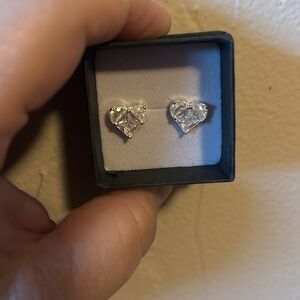 Elegant Silver Heart Stud Earrings